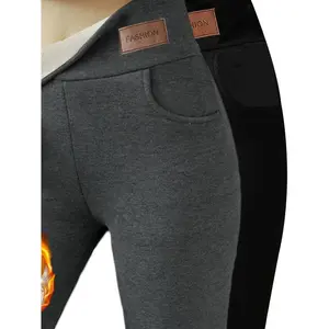 Mixed Color 2pcs Set - (With Pockets) 400G Fleece-Lined Leggings for Women, Suitable for Winter, Plus Size, Thickened Warm Pants, Cozy Autumn Trousers for Home Wear.