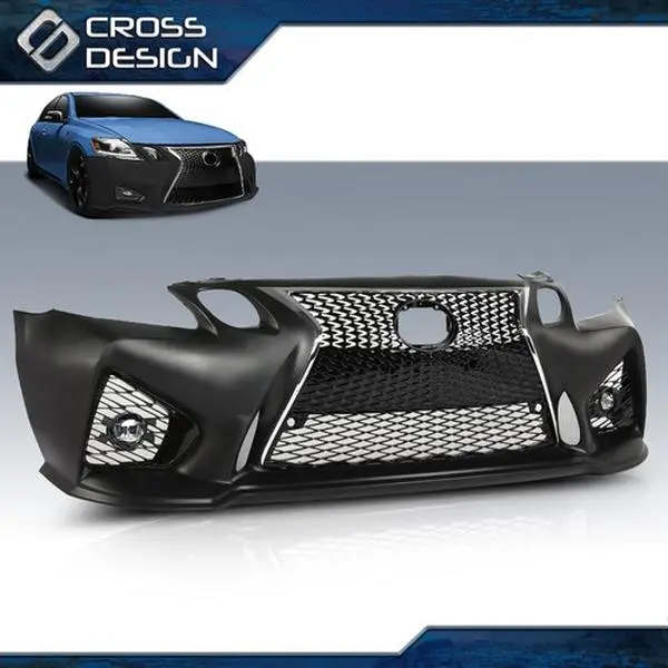 CROSSDESIGN Front Bumper + Fog lights Fit For 2006-11 Lexus GS GS300 GS350 to 16+ GS F Style