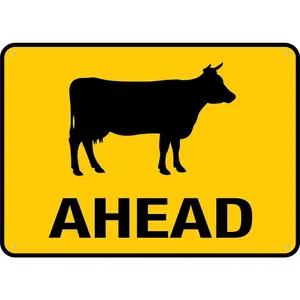 Cattle Ahead Signs Outdoor, Uv Printed Aluminum 12 X 8 In, Weatherproof And Security Signs For Home Or Business