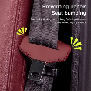 Car Leather Seatbelt Buckle Protector Set, 2 Pieces Automotive Safety Belt Cover, Durable and Stylish Car Accessories