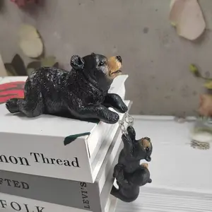 Mini Polar Bear Resin Sculpture, Seated Santa Polar Bear, Resin Gnomes Figurines, Christmas Decorations for Shelf Desk Table, Gift