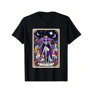 Fast Arrival Dog Mom Skeleton Tarot Card T-Shirt For Men And Women Perfect Gift For Halloween Christmas And Mother’s Day Soft Comfortable Black Short Sleeve Tee Must Have Fashionable Autumn Wear
