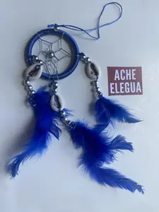 Dreamcatcher Small Blue Feather Hanging Decor for Cars Rooms or Businesses Compact Versatile Design Hangable Ornaments Decoration