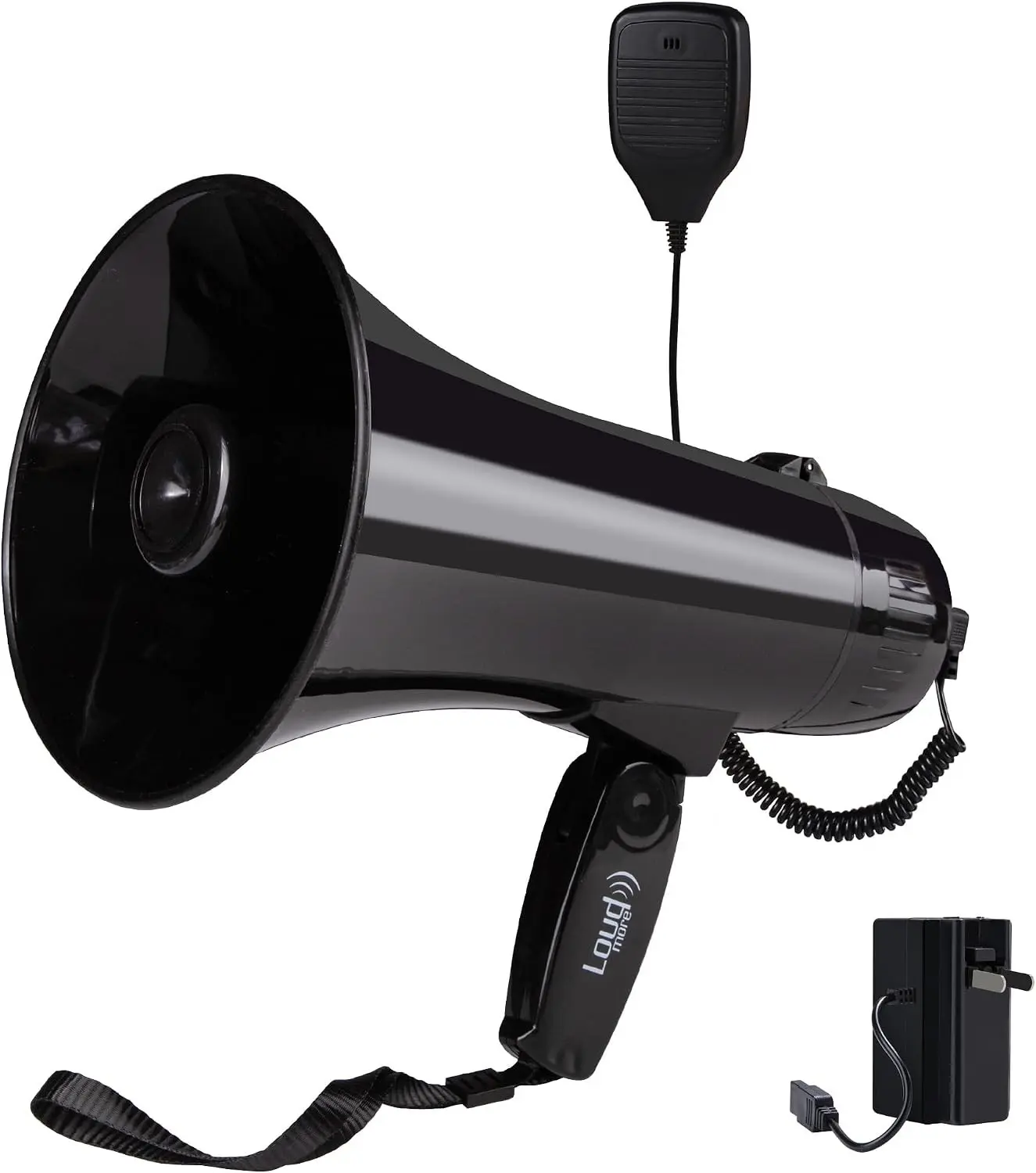 Portable Megaphone Bullhorn 35 Watt Power Megaphone Speaker with Siren/Alarm Modes, 240S Recording, USB Flash Drive, Detachable Handheld Microphone, Volume Control and Strap