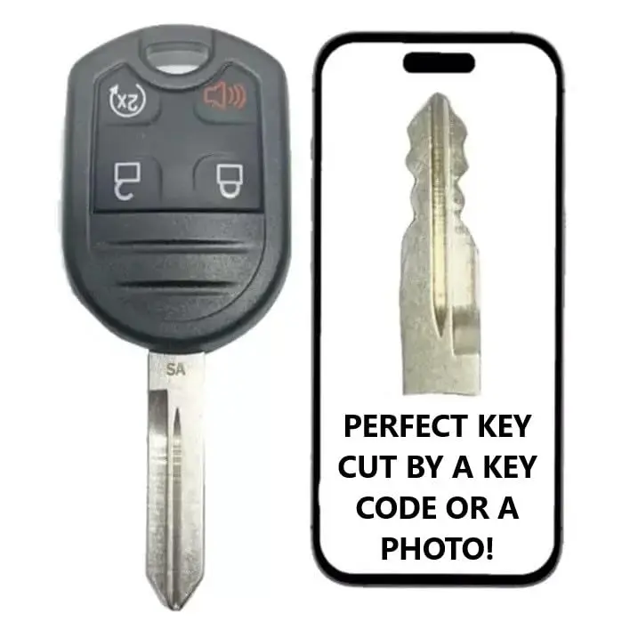 Key Cut Service + 4 Buttons Remote Key Replacement Compatible with Ford F Series, Explorer 2011 - 2020 FCC ID: CWTWB1U793 IC: 1788A-FWB1U793 PN: 5912561, 164-R8067 Chip: Texas ID 4D 63 80 BIT