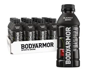 BODYARMOR Sports Drink Sports Beverage, Blackout Berry, Coconut Water Hydration, Natural Flavors With Vitamins, Potassium-Packed Electrolytes, Perfect For Athletes, 16 Fl Oz (Pack of 12)