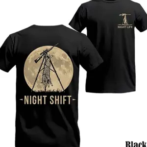 Coyote Night Life Hunting Shirt – Predator Hunter Graphic Tee For Men, Funny Night Hunting T Shirt, Outdoor Hunter Gift For Dad, Unisex Casual Graphic T-Shirts