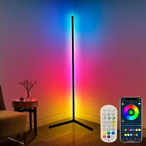 Corner Floor Lamp 56” Color Changing LED Floor Lamp with Music Sync, Remote & App Control, Creative DIY Mode & Timer Function, Ambient Lighting