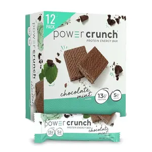 Power Crunch Protein Wafer Bars, High Protein Snacks with Delicious Taste, Chocolate Mint, 1.4 Ounce (12 Count)
