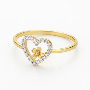 Heart ring with flower