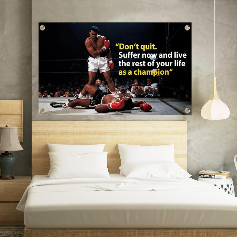 Muhammad Boxing 3x5Ft Flag Poster Tapestry for Wall Hanging College Dorm Men Cave Decoration Bedroom Gym Motivation Banner with 4 Brass Grommets