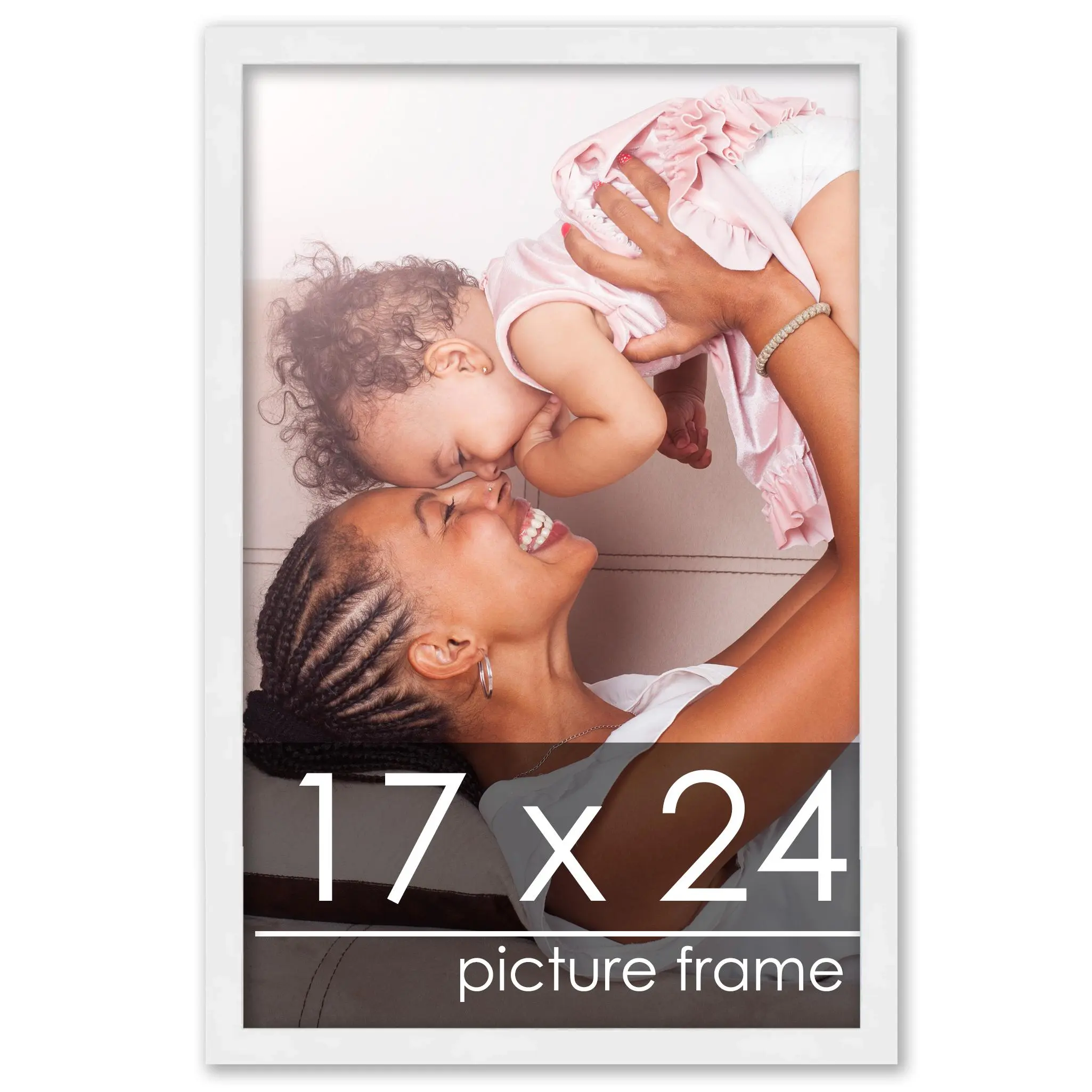 17x24 White Wood Picture Frame - UV Acrylic, Foam Board Backing, Hanging Hardware
