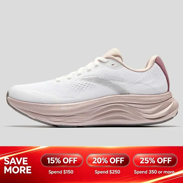 ANTA WOMEN PG7 Running Shoes Widefoot Cushining Outdoor Walking Running Shoes Pink Black Sporty Running Shoes Sporty Running Shoes
