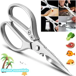 High-Hardness SK5 Metal Kitchen Scissors - Heavy-Duty Chicken Bone Cutting, Ambidextrous Design, Sharp Blades for Meat, Poultry & Vegetables - Multi-Functional Food-Safe Shears for Household & Professional Use
