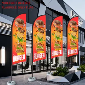 1 piece Hamburger Sign Flag Standing Banner (Not including a pole) Made of durable polyester with a food illustration. Ideal for restaurants, snack bars, and fast food restaurants