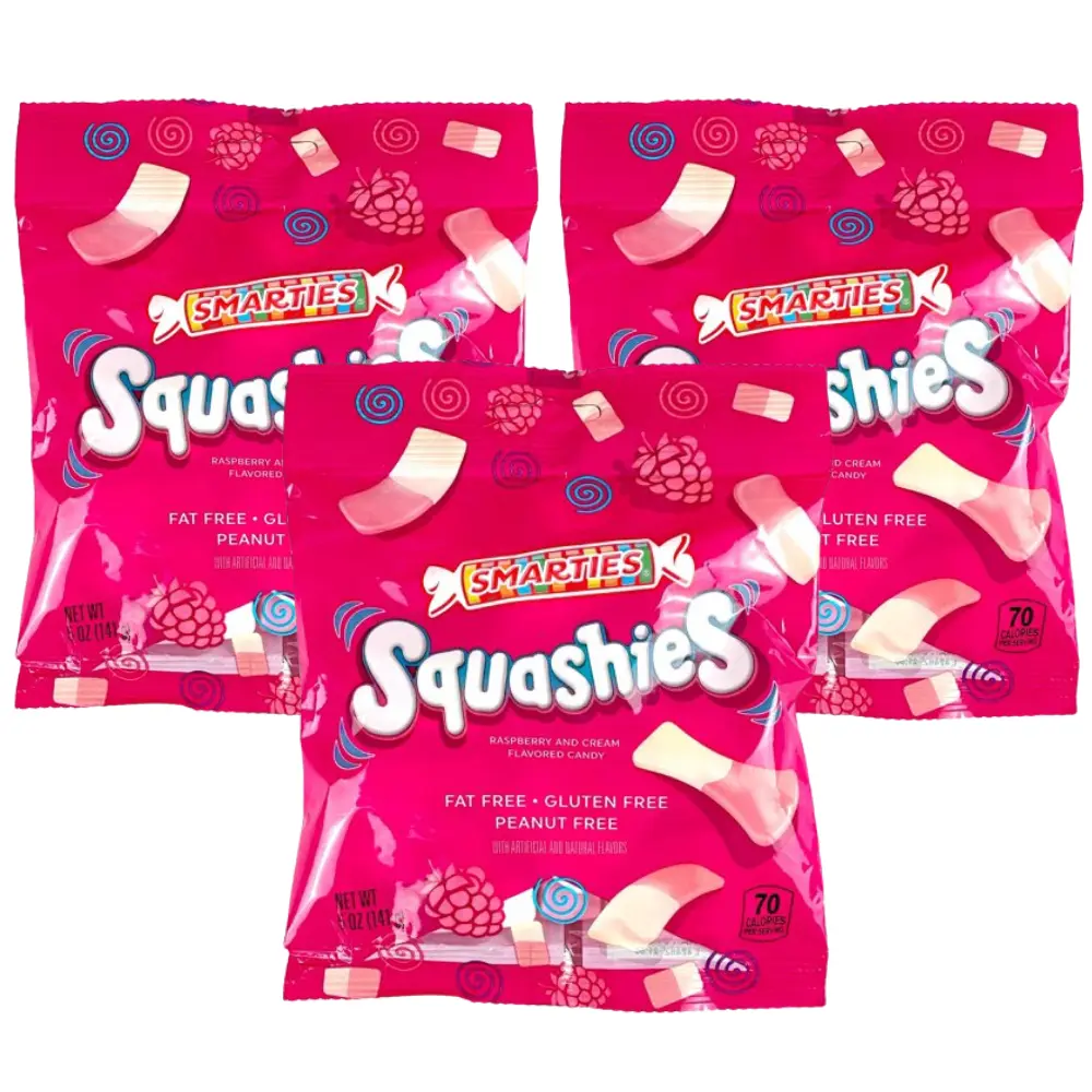Smarties Squashies, 5 Ounce Bag, Allergen Free Gummy Candy (Pack of 3)