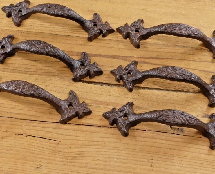 6 Cast Iron RUSTIC Barn Handle Gate Pull Shed Door Handles 6 1/4" Drawer Pulls