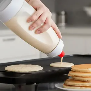 Handheld Batter Dispenser, Batter Mixing Bottle with Scale, Pancake Batter Dispenser, Kitchen Gadgets for Home Use, Utensils, Baking Tools， for Pancakes, Crepes, Waffle, Muffins, Qatayef, Cupcakes, and more