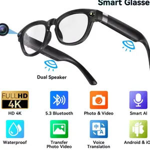 AI Smart Glasses Bluetooth 5.3 Call With AI Voice Translate 4K Full HD Intelligent Shooting Noise Reduction Waterproof Dual Speaker