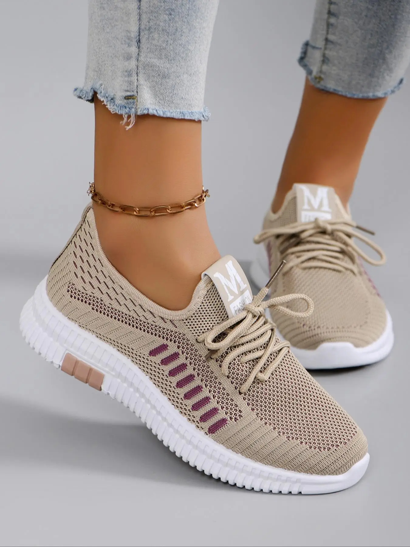 Women's Summer Fashionable Breathable Lightweight Mesh Sneakers, Casual Comfortable Sports Running Shoes, All-match Lace Up Sneakers for Daily Wear, G