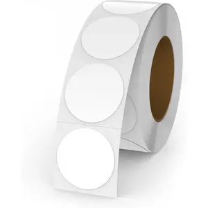 White Circle Thermal Labels Vinyl 1 Inch Self-Adhesive Round Stickers Roll  Printer  Name Tag for QR Code DIY Office Address 500 count
