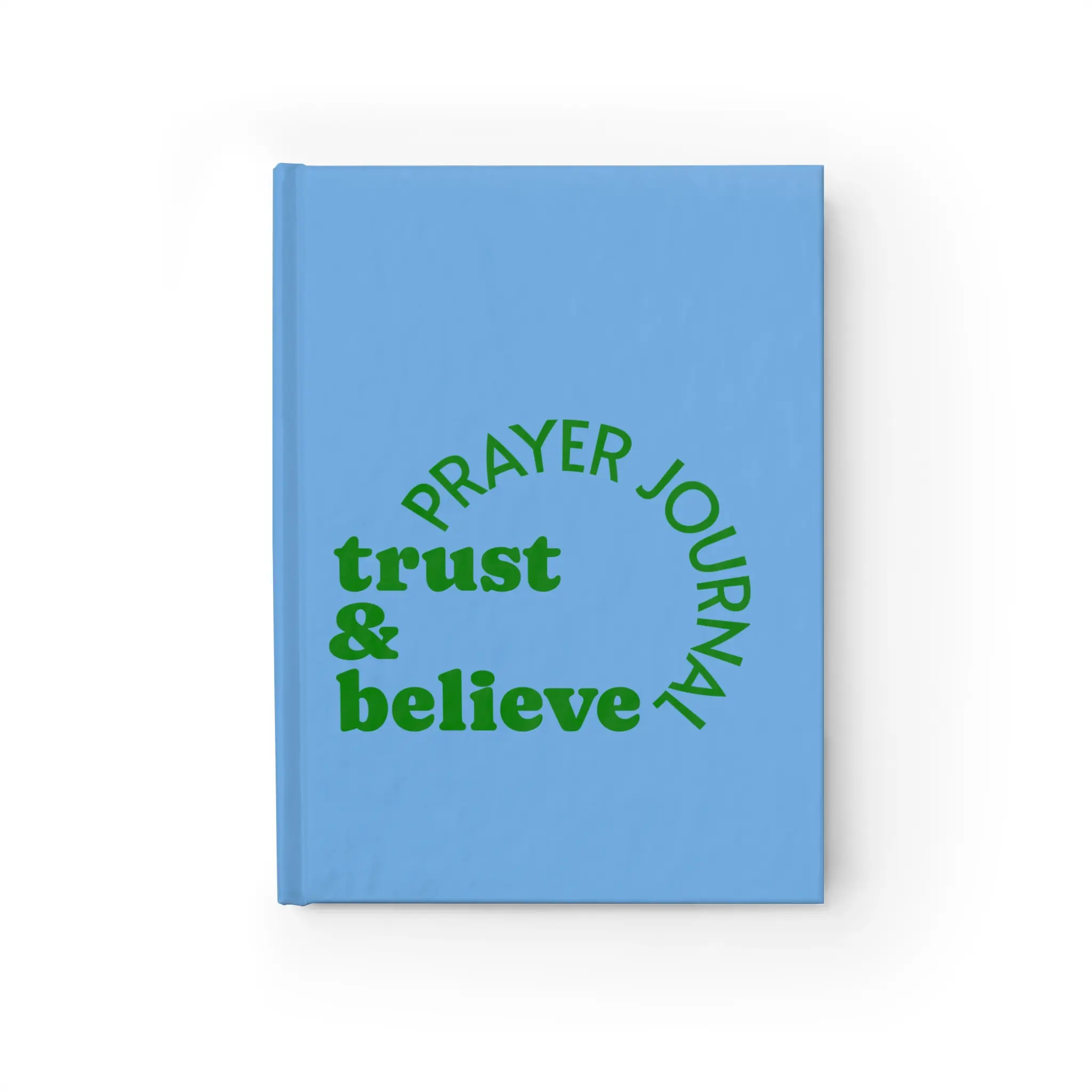 Personalized Message Prayer Journal - Light Blue Lined 5" x 7" Notebook with Trust & Believe Theme, Matte Cover, QR Code Link for Daily Bible Verse, Comfortable Writing, Ideal for Daily Prayers, Commute