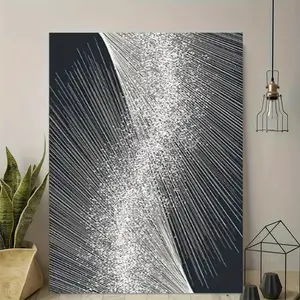 1pc Modern Abstract Silver and Black Canvas Wall Art, High-Quality Frameless Print, Elegant Home Office Decor, Fashionable Art Deco Style for Living Room, Bedroom, Kitchen, Classroom, Sexy Vintage Design, Office Wall Art Frameless Canvas, Wall Decor