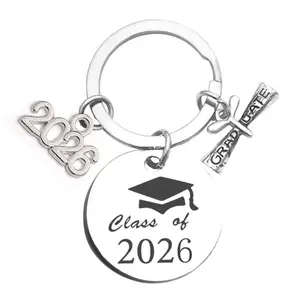 2026 graduation season keychain round card doctor hat laser marking graduation season gift stainless steel round card keychain shippin shopping spree random shipping live