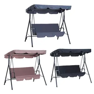 Outsunny 3-Seat Outdoor Patio Swing Chair with Removable Cushion, Steel Frame Stand and Adjustable Tilt Canopy for Patio, Garden, Poolside, Balcony, Backyard