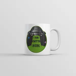 I Am Outta Here Mug Funny Alien UFO Novelty Coffee Cup - 11oz Funny Coffee Mugs Ceramic Printed Drinkware Cup