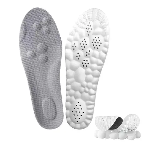 4D Cloud-Like Shockproof Orthotic Foot Inserts (1 Pair) - Soft Memory Foam, U-Shaped Heel Cup, Honeycomb Holes, Dry Elasticity, Adjustable Heel Liners, Athletic Support, Breathable, for Standing All Day, Plantar Fasciitis Relief