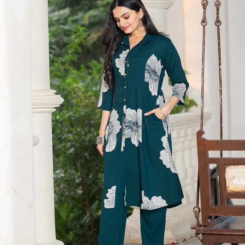 Beautiful Coord Set Kurti & Pant Set of 2pcs Cotton 60-60 Fabric Perfect for Summer Wear Dress Casual Womenswear