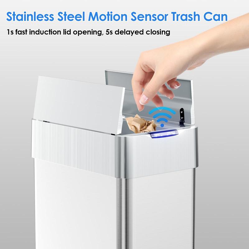18.5/21.1 Gal Automatic Trash Can, 70L/80L Stainless Steel Motion Sensor Garbage Bin, Touchless Brushed Wastebasket, W/Soft-Close Lid, for Living, Dinning Room, Kitchen Household Items 18.5/21.1 Gal Automatic Trash Can, 70L/80L Stainless Steel Motion Sensor Garbage Bin, Touchless Brushed Wastebasket, W/Soft-Close Lid, for Living, Dinning Room, Kitchen Household Items