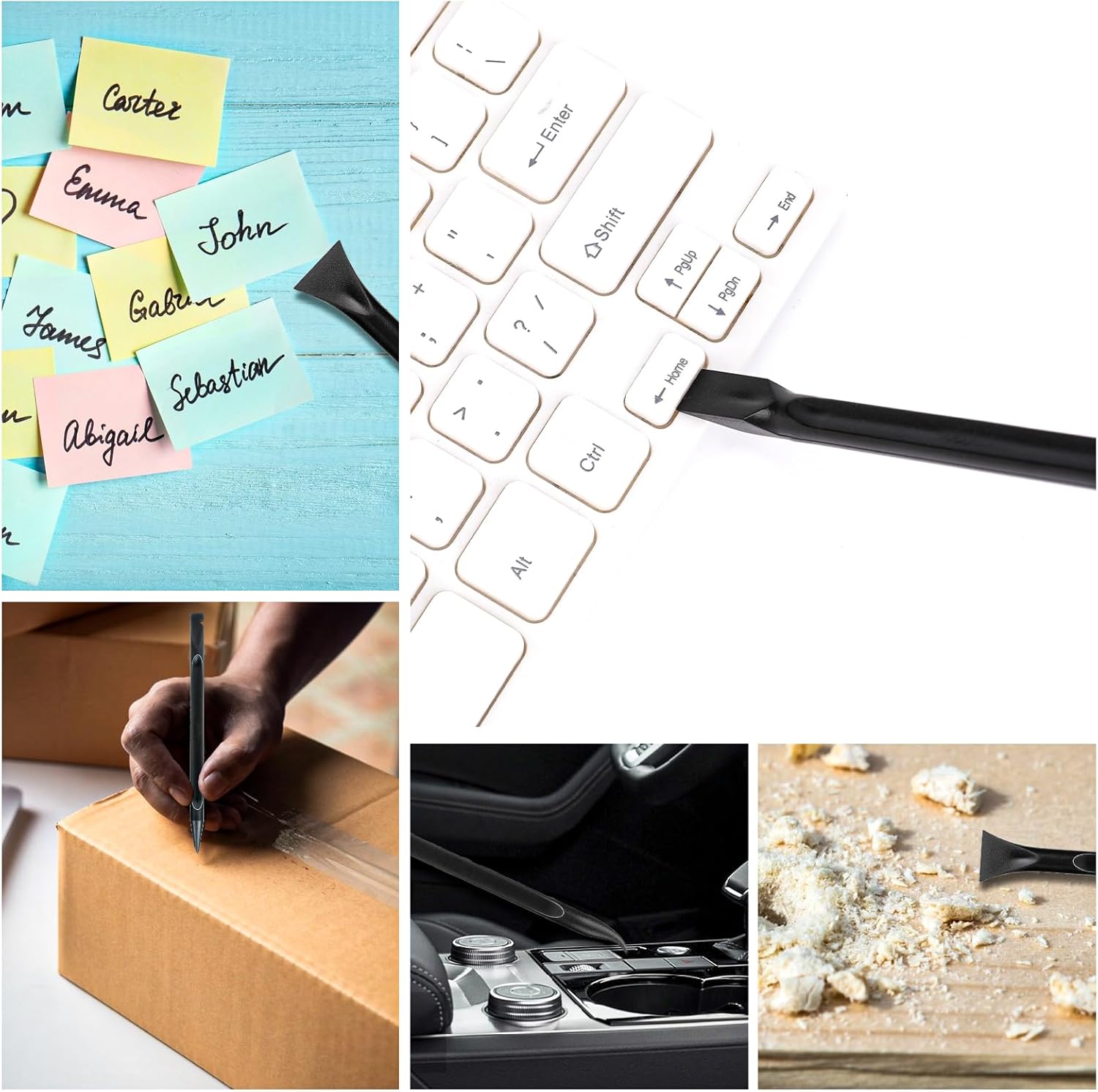 Car Detailing Pick Set, 6PCS Non-Scratch Plastic Scraper & Crevice Cleaning Tools, Multi-Purpose Auto Detailing Kit for Interior & Exterior, Remove Stickers, Labels, Oil & Dirt from Tight Gaps, Kitchen & Paint Safe