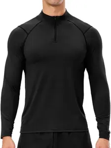 Men's Long Sleeve Quick-Dry Sports Shirt, Quarter Zip Pullover Sweatshirt for Training Running, Outdoor Hoodie, Casual Wear