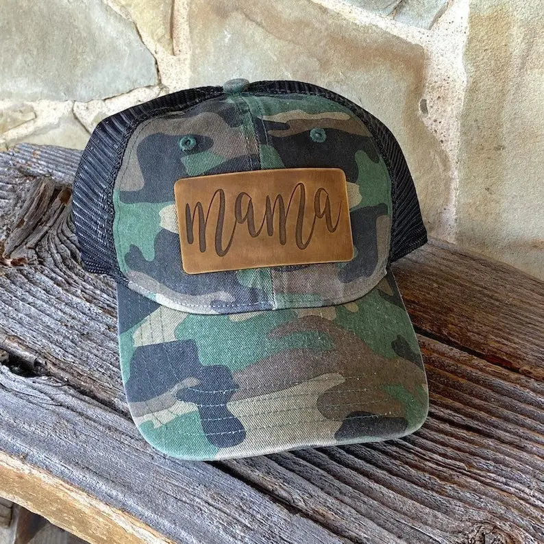 Mama Leather Engraved Hat
