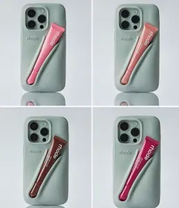 Trendy Aesthetic Lipstick Slot Phone Cover - Shockproof Silicone Case for Modern Girls, trending case, cute case, hot case