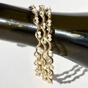 Handmade White Tourmaline Wire Bracelet – Adjustable, Tourmaline, Trendy Style Jewelry