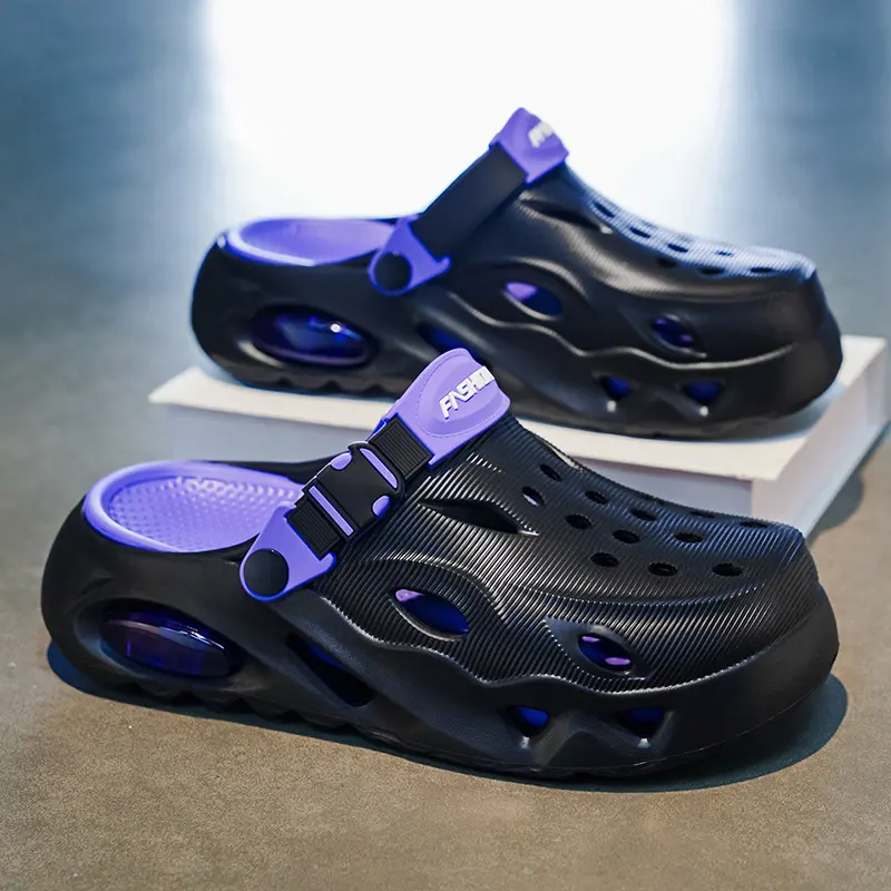 Men’s Summer Fashion Sandals – Thick Sole, Non-Slip Outdoor Casual Comfortable Perforated Design, Solid Color Pattern