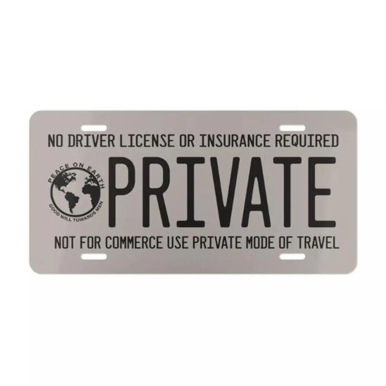 No License Or Insurance Required Private Aluminum License Plate Car Front 6"x12"