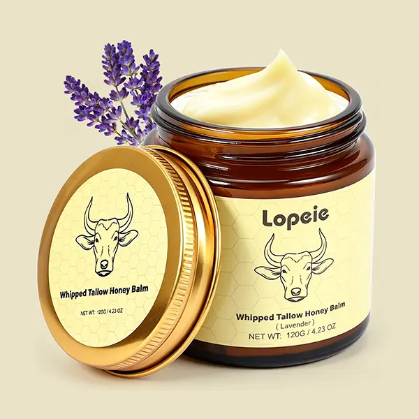 Lopeie Whipped Grass-Fed Beef Tallow Honey Balm – Lavender Scent, Deep Moisturizer for Face, Hands & Body, 4 Oz Lopeie Whipped Grass-Fed Beef Tallow Honey Balm – Lavender Scent, Deep Moisturizer for Face, Hands & Body, 4 Oz