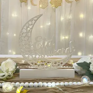 PLA Silk Eid Mubarak Table Stand - 3D Print Crescent Moon Design, Durable & Luxurious Table Decor - Religious, Geometric