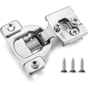 4 Pack 1/2 Inch Overlay Soft Close Cabinet Hinges, Concealed European Hinges for Face Frame Kitchen Doors, Brushed Nickel