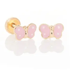 Pink Butterfly Stud Earrings