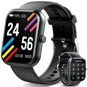 Smart Watch for Men Women with Bluetooth Call, 1.91" DIY Dial Fitness Tracker with Heart Rate Sleep Monitor Multi-Sports Modes IP68 Waterproof Smartwatch for Android iOS Phone （black） Devices Wearable