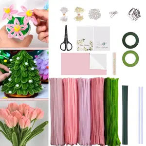 500pcs Pipe Cleaners Craft Kit for Flower Making, DIY Bouquet Set with 8mm Chenille Stems, Floral Wire, Ribbon & Tools for Handmade Gifts and Decor, Flower DIY Decoration