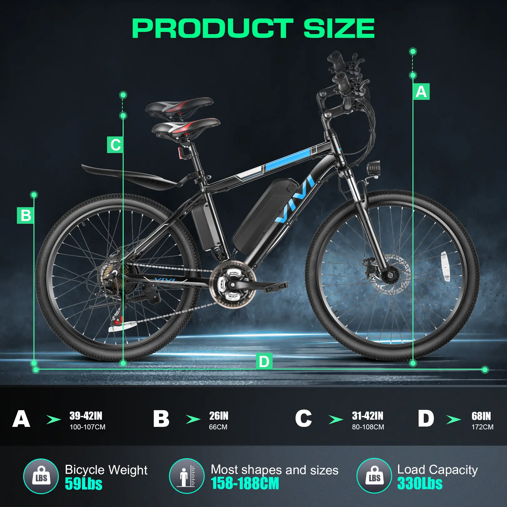 Vivi Electric Bike for Adults, Peak 780W Ebike 26" Whirlwind Electric Mountain Bike, 22MPH Adult Electric Bicycles Commuter Ebike with 48V Battery, Up to 50 Miles, 21 Speed - TikTok Shop Vivi Electric Bike for Adults, Peak 780W Ebike 26" Whirlwind Electric Mountain Bike, 22MPH Adult Electric Bicycles Commuter Ebike with 48V Battery, Up to 50 Miles, 21 Speed - TikTok Shop