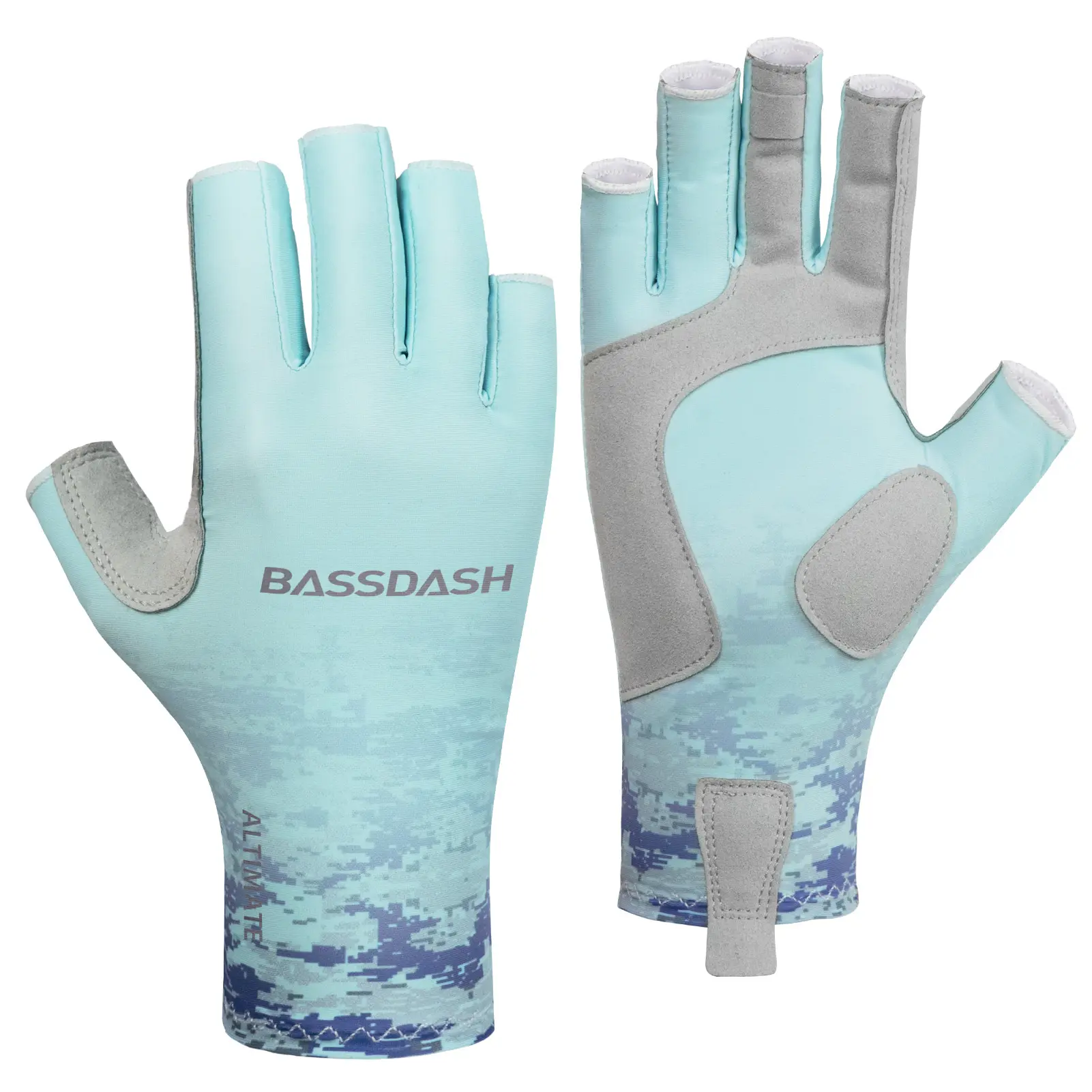 Bassdash UPF 50+ Sun Protection Fingerless Fishing Gloves Men