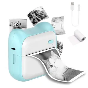 Portable Mini Thermal Photo Printer, 1 Count USB Rechargeable Bt Wireless Photo Printer with 1 Roll Paper, Inkless Thermal Printer, Inkless Mobile Printer, Office Stationery & Supplies