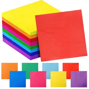 320 Packs Rainbow Cocktail Napkin Disposable Beverage Paper Assorted Colors Party Napkins for Wedding Dinner Brithday Dessert Candy Party(10 x 10 Inches, Colorful)